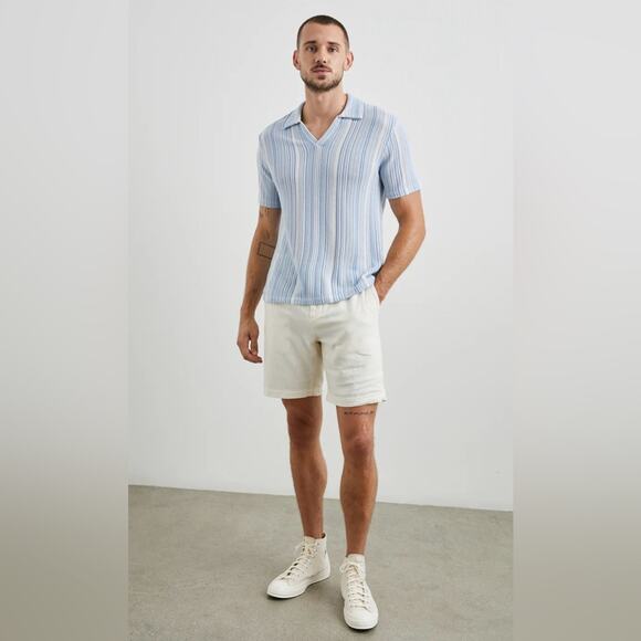 Rails Men’s Etanne Polo Shirt in Meridian Ecru Stripe Size S